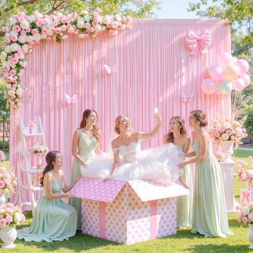 30x10ft Pink Backdrop Curtain Wrinkle Free Photo Backdrop Drapes for Wedding Party Birthday Baby Shower, alternate view 6