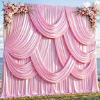 30x10ft Pink Glitter Backdrop Curtain for Parties, Wrinkle Free Satin Photo Backdrop Drapes 6 Panels 5x10FT