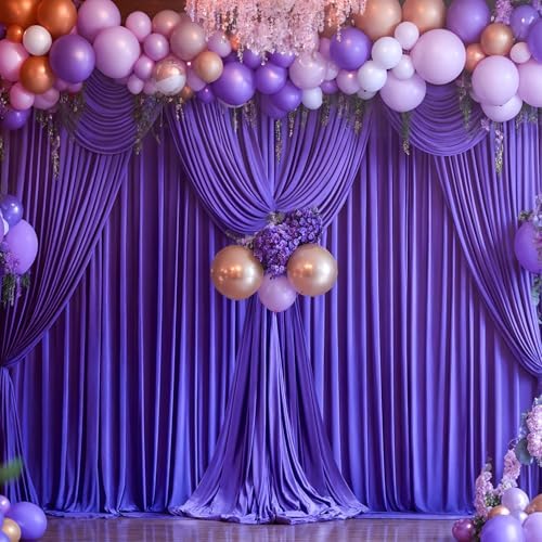 30x10ft Purple Backdrop Curtain Panels for Parties - Wrinkle Free Polyester Photo Curtain Backdrop Wedding Back