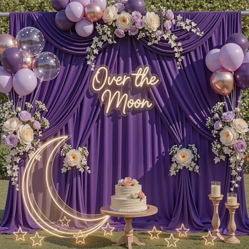 30x10ft Purple Backdrop Curtains for Parties, 6 Panels 5x10ft Wrinkle-Free Polyester Background Curtains for, alternate view