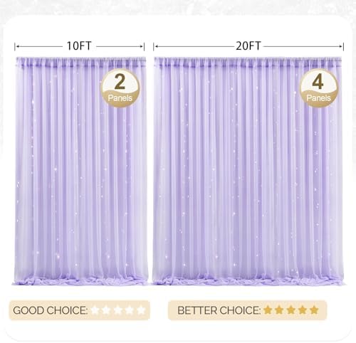 30x10ft Purple Tulle Backdrop Curtain with Lights String for Parites, Sheer Photo Backdrop Curtains with Lights, alternate