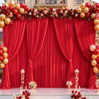 30x10ft Red Backdrop Curtain Panels for Parties - Wrinkle Free Polyester Photo Curtain Backdrop Wedding Back