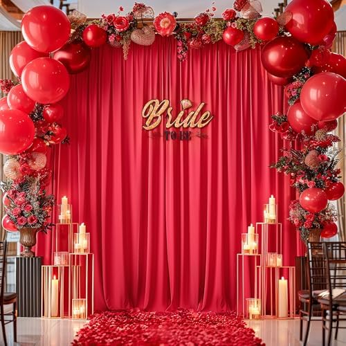 30x10ft Red Backdrop Curtain Panels for Parties - Wrinkle Free Polyester Photo Curtain Backdrop Wedding Back, alternate view
