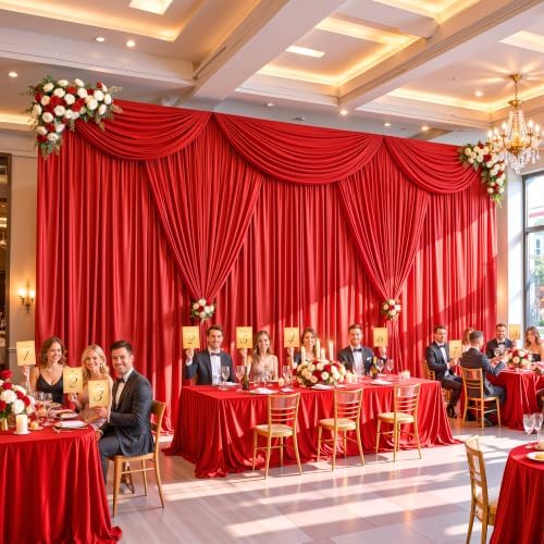 30x10ft Red Backdrop Curtain Wrinkle Free Photo Backdrop Drapes for Wedding Party Birthday Baby Shower, alternate view 2