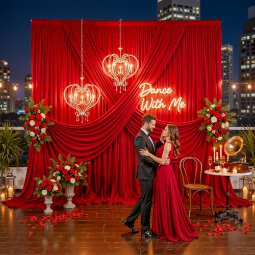 30x10ft Red Backdrop Curtain Wrinkle Free Photo Backdrop Drapes for Wedding Party Birthday Baby Shower, alternate view 4