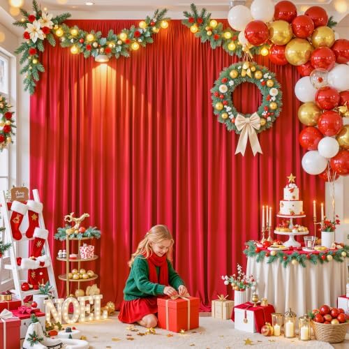 30x10ft Red Backdrop Curtain Wrinkle Free Photo Backdrop Drapes for Wedding Party Birthday Baby Shower, alternate view 5