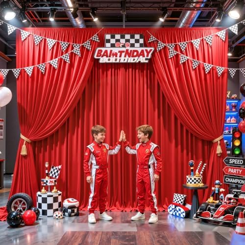 30x10ft Red Backdrop Curtain Wrinkle Free Photo Backdrop Drapes for Wedding Party Birthday Baby Shower, alternate view 7