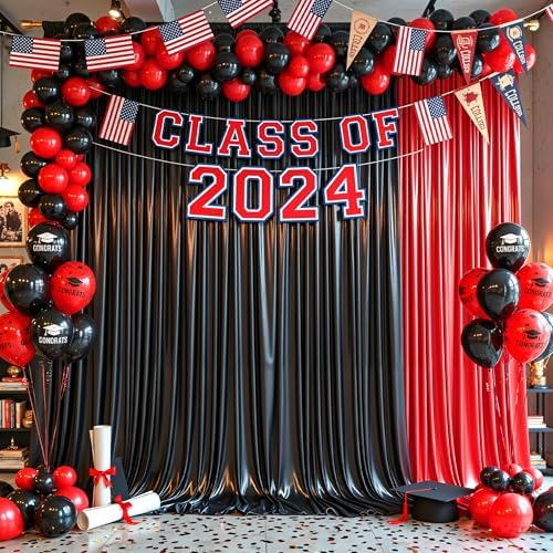 30x10ft Red Glitter Backdrop Curtain for Parties, Wrinkle Free Satin Photo Backdrop Drapes 6 Panels 5x10FT, alternate view 4
