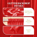 30x10ft Red Glitter Backdrop Curtain for Parties, Wrinkle Free Satin Photo Backdrop Drapes 6 Panels 5x10FT, alternate view 5