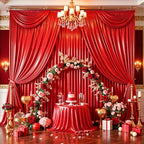 30x10ft Red Glitter Backdrop Curtain for Parties, Wrinkle Free Satin Photo Backdrop Drapes 6 Panels 5x10FT, alternate view 6
