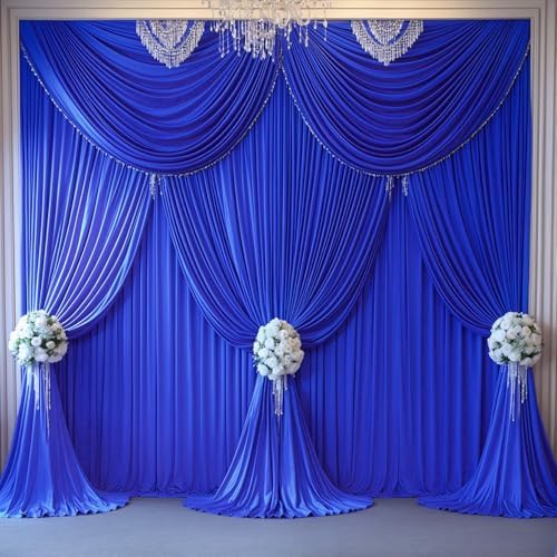 30x10ft Royal Blue Backdrop Curtain Panels for Parties - Wrinkle Free Polyester Photo Curtain Backdrop Wedding