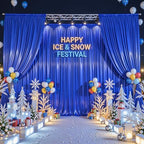 30x10ft Royal Blue Glitter Backdrop Curtain for Parties, Wrinkle Free Satin Photo Backdrop Drapes 6 Panels, alternate view 2
