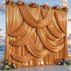 30x10ft Rust Orange Glitter Backdrop Curtain for Parties, Wrinkle Free Satin Photo Backdrop Drapes 6 Panels