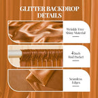 30x10ft Rust Orange Glitter Backdrop Curtain for Parties, Wrinkle Free Satin Photo Backdrop Drapes 6 Panels, alternate view 5