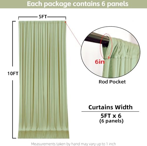 30x10FT Sage Green Backdrop Curtains for Wedding Parties, Wrinkle Free Photo Backdrop Curtains for Wedding, alternate view 4