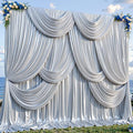 30x10ft Silver Glitter Backdrop Curtain for Parties, Wrinkle Free Satin Photo Backdrop Drapes 6 Panels 5x10FT