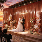 30x10ft Terracotta Glitter Backdrop Curtain for Parties, Wrinkle Free Satin Photo Backdrop Drapes 6 Panels, alternate view 2