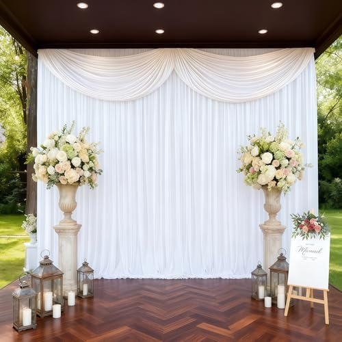 30x10ft White Backdrop Curtain Panels for Parties - Wrinkle Free Polyester Photo Curtain Backdrop Wedding Back, alternate