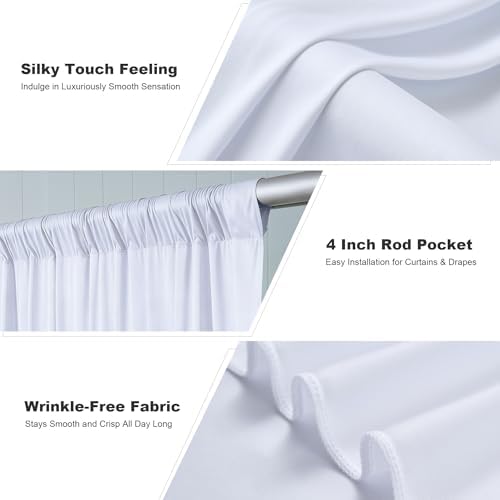 30x10ft White Backdrop Curtains for Parties, 6 Panels 5x10ft Wrinkle-Free Polyester Background Curtains for, alternate view 3
