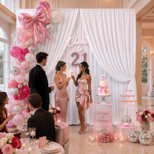 30x10FT White Backdrop Curtains, Polyester Back Drop for Parties in 30x10FT, alternate view 2