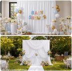 30x10FT White Backdrop Curtains, Polyester Back Drop for Parties in 30x10FT, alternate view 4