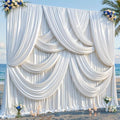 30x10ft White Glitter Backdrop Curtain for Parties, Wrinkle Free Satin Photo Backdrop Drapes 6 Panels 5x10FT