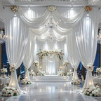 30x10ft White Glitter Backdrop Curtain for Parties, Wrinkle Free Satin Photo Backdrop Drapes 6 Panels 5x10FT, alternate view