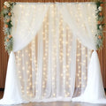 30x10ft White Tulle Backdrop Curtain with Lights String for Parites, Sheer Backdrop Curtains for Wedding Baby
