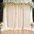 30x10ft White Tulle Backdrop Curtain with Lights String for Parites, Sheer Backdrop Curtains for Wedding Baby, alternate view