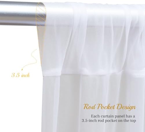 30x10ft White Tulle Backdrop Curtain with Lights String for Parites, Sheer Backdrop Curtains for Wedding Baby, alternate view