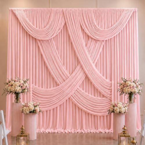 30x10ft Wrinkle Free Blush Pink Backdrop Curtain for Parties Soft Fabric Drapes Wedding Pink Curtain Backdrop