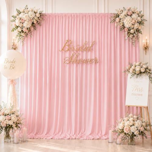 30x10ft Wrinkle Free Blush Pink Backdrop Curtain for Parties Soft Fabric Drapes Wedding Pink Curtain Backdrop, alternate view