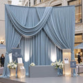 30x10ft Wrinkle Free Dusty Blue Backdrop Curtains for Parties, 6 Panels 5x10ft Silky Polyester Photo Backdrop