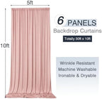 30x10ft Wrinkle Free Dusty Pink Backdrop Curtains for Parties, 6 Panels 5x10ft Silky Polyester Photo Backdrop, alternate view