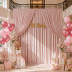 30x10ft Wrinkle Free Dusty Pink Backdrop Curtains for Parties, 6 Panels 5x10ft Silky Polyester Photo Backdrop, alternate view