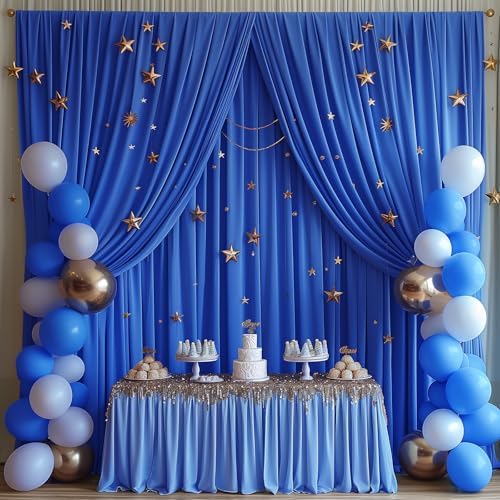 30x10FT Wrinkle Free Royal Blue Backdrop Curtains for Parties Blue Curtain Backdrop for Baby Shower Soft, alternate view 2