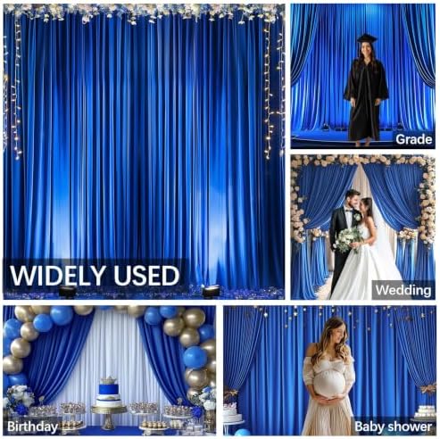 30x10FT Wrinkle Free Royal Blue Backdrop Curtains for Parties Blue Curtain Backdrop for Baby Shower Soft, alternate view 4