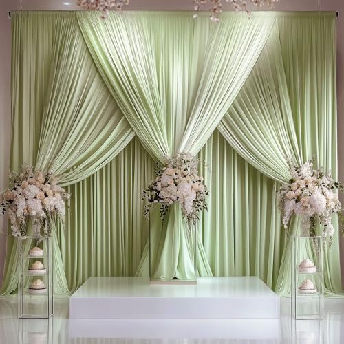 30x10ft Wrinkle Free Sage Green Backdrop Curtain for Parties Soft Fabric Drapes Wedding Curtain Backdrop for, alternate view