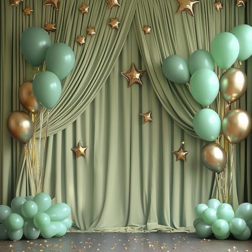 30x10ft Wrinkle Free Sage Green Backdrop Curtain for Parties Soft Fabric Drapes Wedding Curtain Backdrop for, alternate view