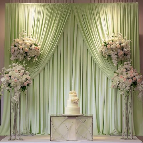 30x10ft Wrinkle Free Sage Green Backdrop Curtain for Parties Soft Fabric Drapes Wedding Curtain Backdrop for, alternate view