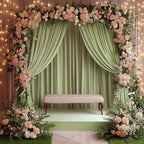 30x10ft Wrinkle Free Sage Green Backdrop Curtain for Parties Soft Fabric Drapes Wedding Curtain Backdrop for, alternate view