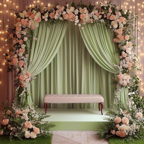 30x10ft Wrinkle Free Sage Green Backdrop Curtain for Parties Soft Fabric Drapes Wedding Curtain Backdrop for, alternate view
