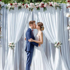 30x10ft Wrinkle Free White Backdrop Curtain for Parties Soft Fabric Drapes Wedding White Curtain Backdrop for, alternate view