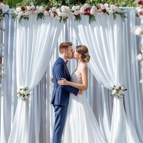 30x10ft Wrinkle Free White Backdrop Curtain for Parties Soft Fabric Drapes Wedding White Curtain Backdrop for, alternate view