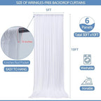 30x10ft Wrinkle Free White Backdrop Curtain for Parties Soft Fabric Drapes Wedding White Curtain Backdrop for, alternate view