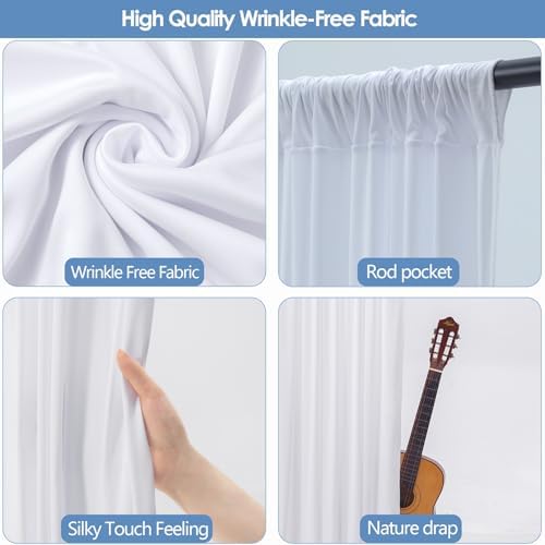 30x10ft Wrinkle Free White Backdrop Curtain for Parties Soft Fabric Drapes Wedding White Curtain Backdrop for, alternate view