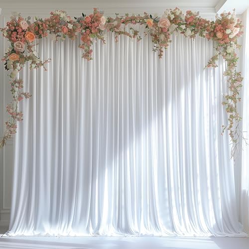 30x10ft Wrinkle Free White Backdrop Curtain for Parties Soft Fabric Drapes Wedding White Curtain Backdrop for, alternate view