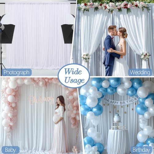 30x10ft Wrinkle Free White Backdrop Curtain for Parties Soft Fabric Drapes Wedding White Curtain Backdrop for, alternate view
