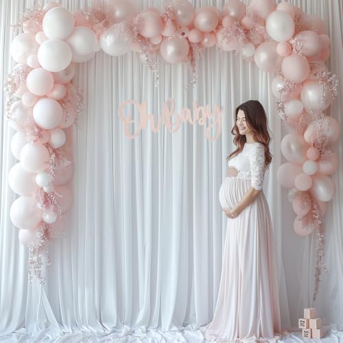 30x10ft Wrinkle Free White Backdrop Curtain for Parties Soft Fabric Drapes Wedding White Curtain Backdrop for, alternate view