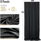 30x12ft Black Backdrop Curtain for Wedding Parties, 6 Panels (5x12 ft Each) Wrinkle-Free Dackdrop Curtains, alternate view 6